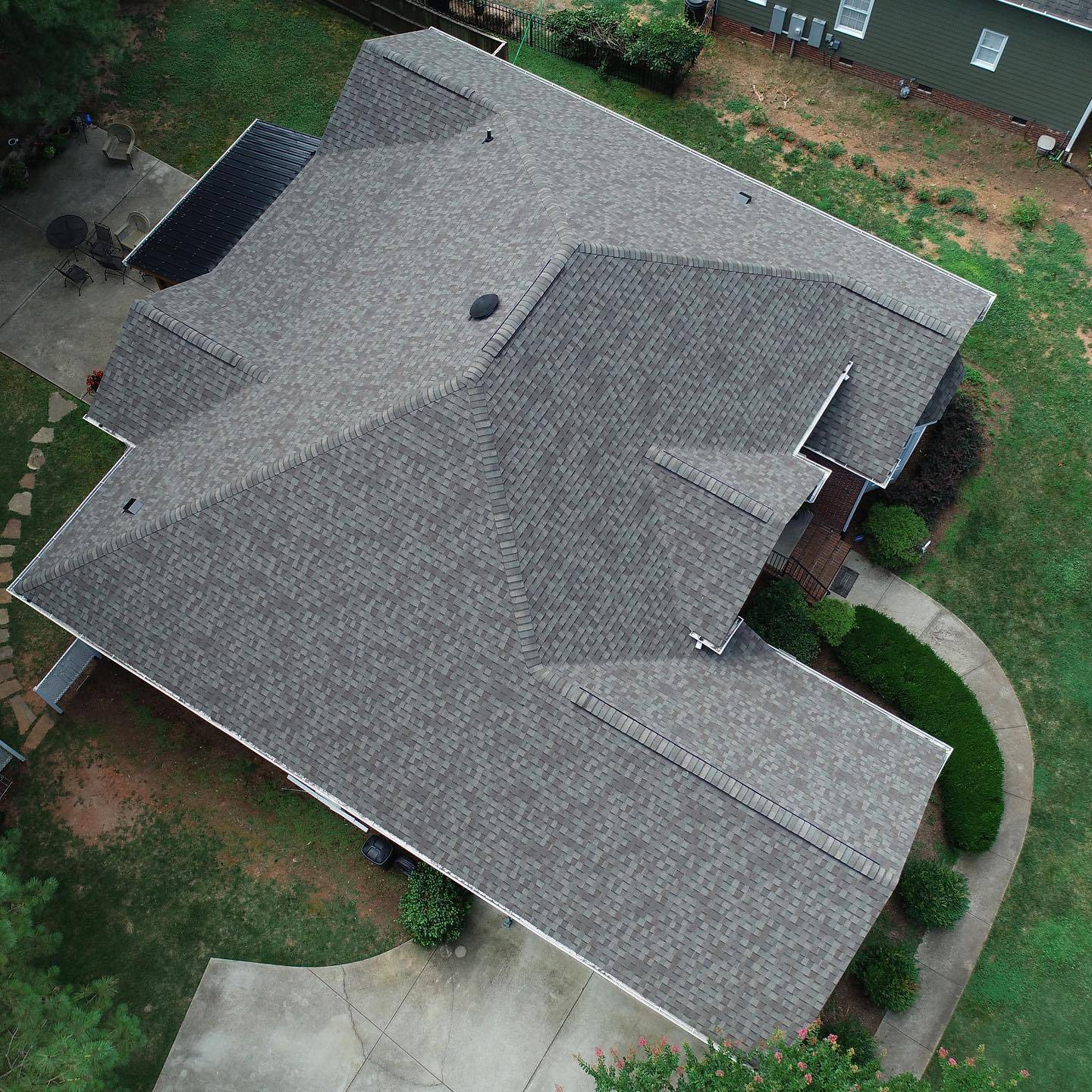 ariel view of roof on home